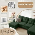 thumbnail image 6 of 111" Sectional Couch for Living Room, 4 Seater U-Shaped Sofa Couches with Double Chaise Polyester Fibre, Green, 6 of 7