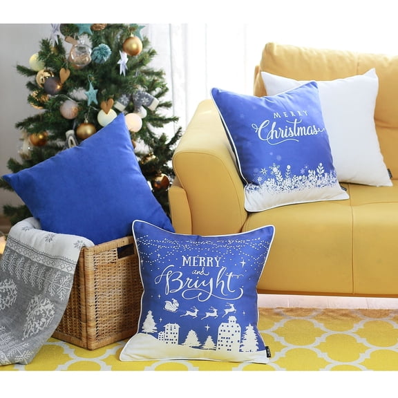 Christmas Themed Decorative Throw Pillow Square Set of 4