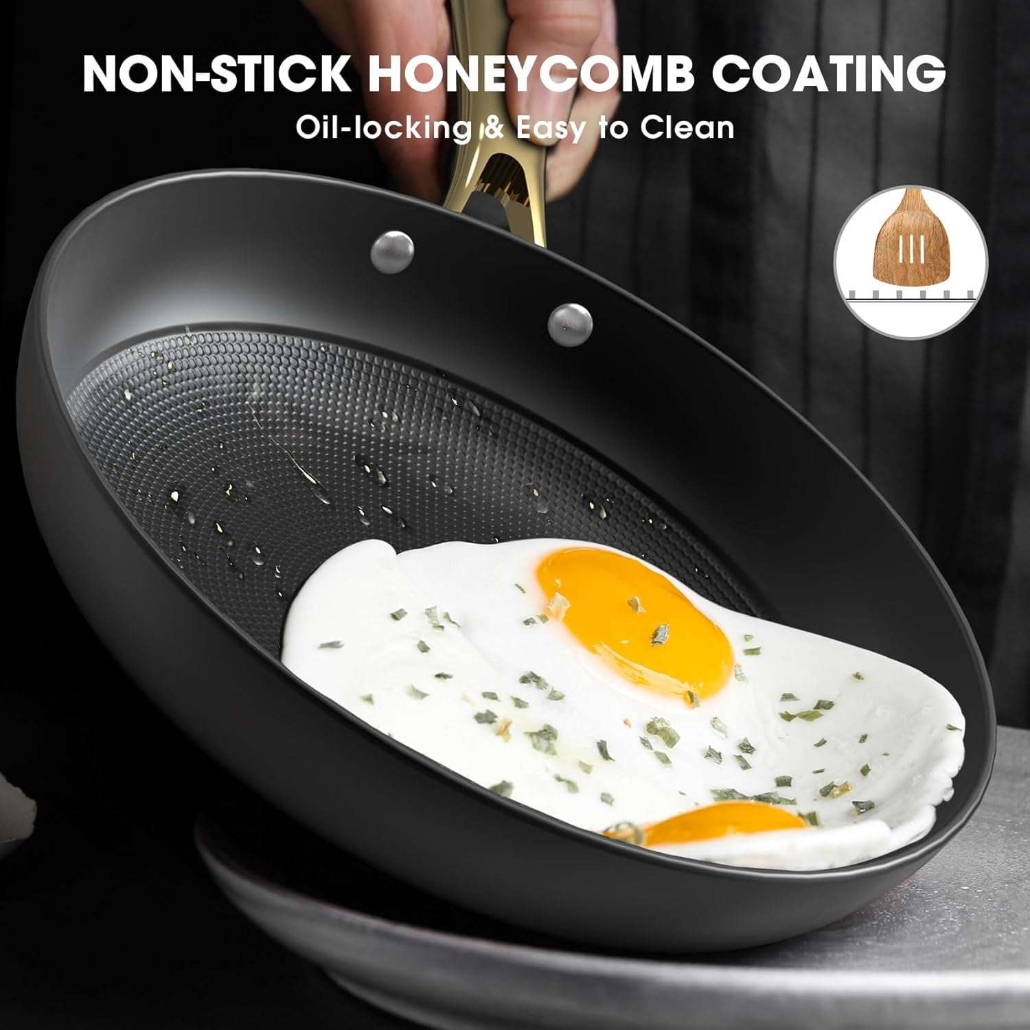 Non stick Frying Pans, Long Lasting 10 Inch Frying Pan, Professional Nonstick Frying Pan Cast Iron Skillet, Stay Cool Handle, Easy Clean Oven Safe Pans, Birthday Day Gifts