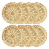 8 Pack Bamboo Paper Plate Holders, 10 Inches Reusable for Dinner Plates Hand Woven Wicker Baskets
