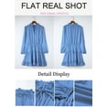 thumbnail image 3 of Asyoly Womens Dresses Long Sleeve Casual Tunic Dress Chiffon Babydoll Ruffle Swing Shift Dress Solid Color Mini Dress Drawstring V Neck Flowy Dresses, 3 of 5