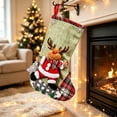 thumbnail image 4 of Yangka Christmas Decoration Rustic Burlap Embroidered Stocking With 3D Santa Reindeer Applique And Plaid Cuff For Fireplace Mantel Holiday Party Decor,Army Green, 4 of 5