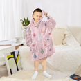 thumbnail image 6 of Wearable Blanket with Sleeves and Pocket Oversized Hooded Sweatshirt 3-14 YR Pink Christmas Pattern S, 6 of 7