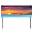 thumbnail image 3 of Ocean Headboard, Dramatic Sea Summer Sunset with Huge Cliff Vibrant Colors Overcast Picture, Upholstered Decorative Metal Bed Headboard with Memory Foam, Full Size, Yellow Purple Blue, by Ambesonne, 3 of 4