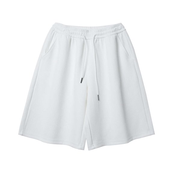 biudgviw Big and Tall Shorts for Men Casual Ribbed Knit Baggy Shorts Elastic Waist Drawstring Sweat Shorts with Pockets