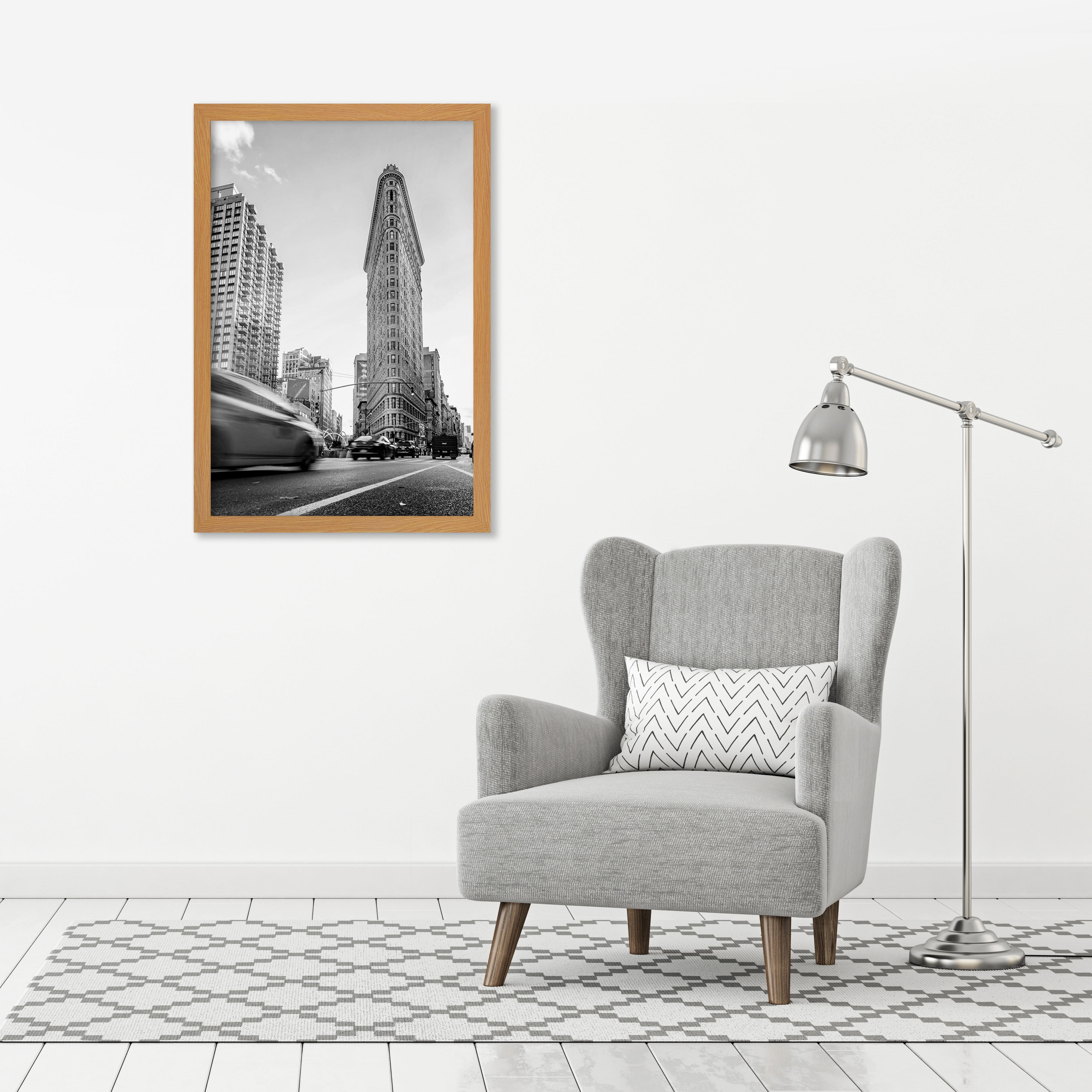 Americanflat 24x36 Poster Frame in Oak - Composite Wood with Polished Plexiglass - Horizontal and Vertical Formats for Wall with Included Hanging Hardware