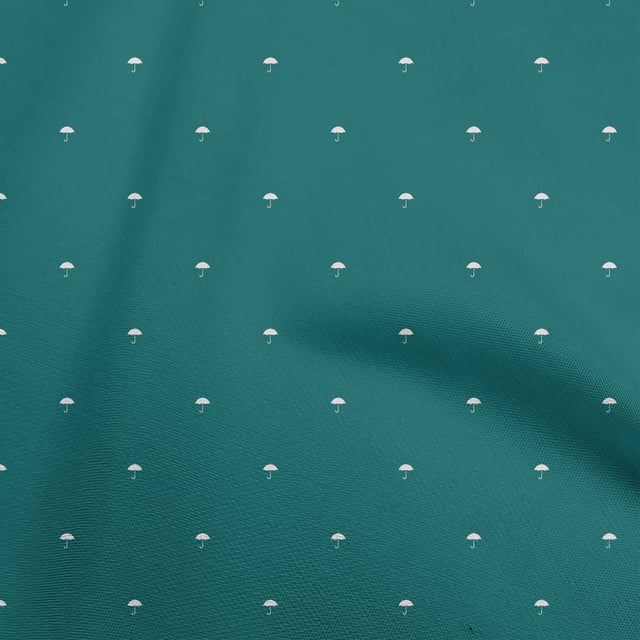 oneOone Polyester Spandex Teal Blue Fabric Asian Block Umbrella Sewing Craft Projects Fabric Prints By Yard 56 Inch Wide