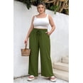 thumbnail image 4 of CASSIE LIZ Womens Plus Size Pants 2X Summer Wide Leg Green Palazzo Pants Lounge Ladies Casual Drawstring Fall Pants with Pocket 2XL 18W 20W, 4 of 7