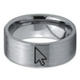 thumbnail image 2 of Tungsten Mouse Arrow Pointer Cursor Band Ring 8mm Men Women Comfort Fit Gray Flat Cut Brushed Polished, 2 of 4