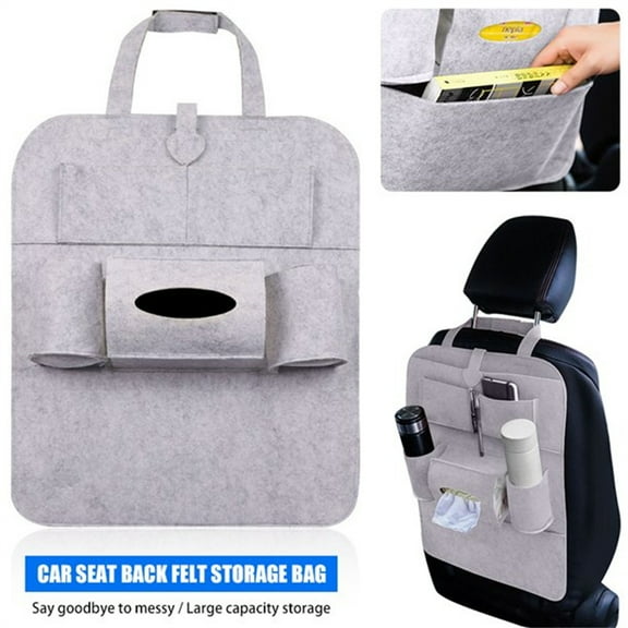 HLONK Car Backseat Organizer, 8 Storage Pockets Seat Back Protectors Kick Mats for Kids Toddlers, Travel Accessories, Gray