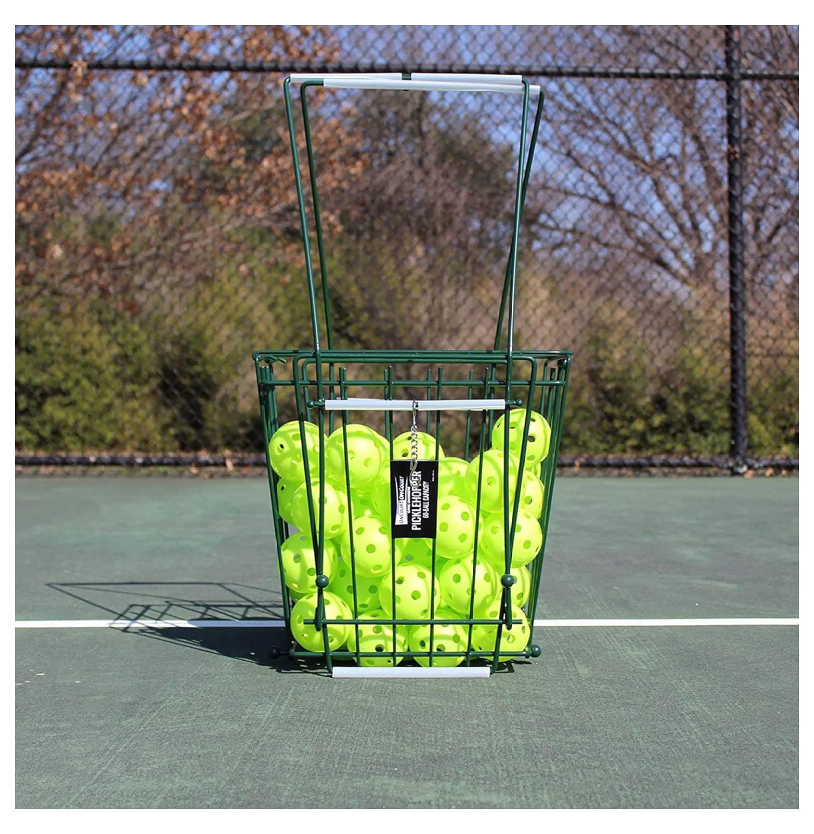 Picklehopper 60 - Pickleball Basket | Holds and Picks Up 60 Balls | EZ Glide Bar Provides Effortless Ball Pick-Up | No Tool Assembly | Picks Up All Types of Pickleballs
