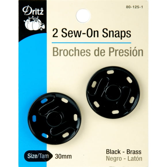 Sew-On Snaps 30mm 2/Pkg-Black