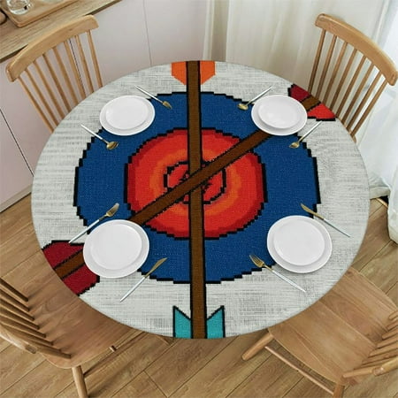 

BCIIG Arrow Target Angular Round Table Cover Stain Resistant Washable Indoor Outdoor Tablecloth Kitchen Dining Wedding Parties Waterproof 100% Polyester Fiber 38-42