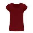 thumbnail image 5 of AherBiu Summer Tops for Women Round Neck Cap Sleeve Stretch Comfy Fitting Basic Layer Top Tees Shirts, 5 of 7