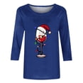 thumbnail image 4 of Bcresic Merry Christmas Shirts for Women 2024 Casual Glitter Red Wine Glass Graphic Tees Santa Hats Printed Tshirt Trendy 3/4 Sleeve Tops Fall Crewneck Tunic Blouses Clothes,#03_Blue,XX-Large, 4 of 4