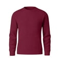 thumbnail image 5 of CCRFTGI Sweater for Men 2025 Fall Casual Ribbed Solid Color Sweater Lightweight Long Sleeve Crewneck Sweater Pullover Knit Sweater Top Wine L, 5 of 7