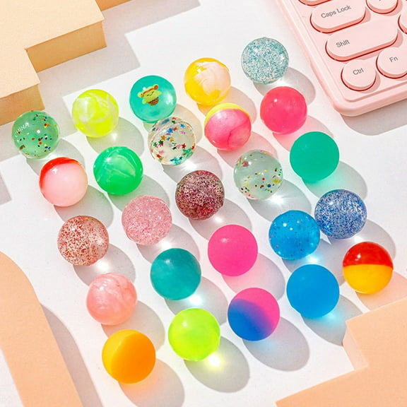 LEORX 24pcs Carnival Party Bounce Balls for Adults Rubber Assorted Playtime