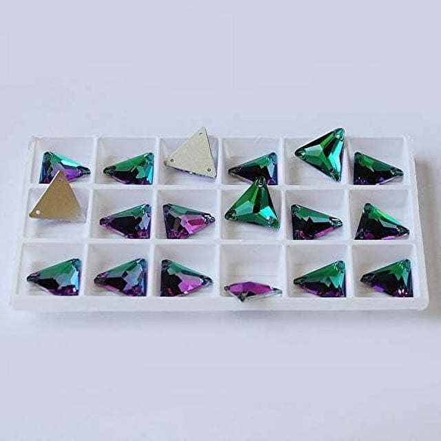 ZOUSSIQI Rhinestone Triangle Flat Back Crystal Glass NO Hotfix Sew On Rhinestones Crystal for Decoration Dress Clothing Jewelry Accessories - (Color: Emerald/Size: 16mm-36pcs) CA919-42137