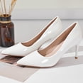 thumbnail image 3 of DADAWEN Women's Pumps Stiletto Heels Pointed Toe White Wedding Dressy Shoes 7 US, 3 of 6