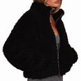 thumbnail image 2 of Women'S Short Coat Casual Jacket with Pockets Warm Winter Zip-Up Outwear Black L, 2 of 7