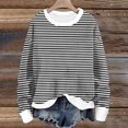 thumbnail image 2 of hotojiny Long Sleeve Sweatshirt for Women Casual Crew Neck Knit Pullover Tops Fall Fashion Striped Tunic Tops, 2 of 5