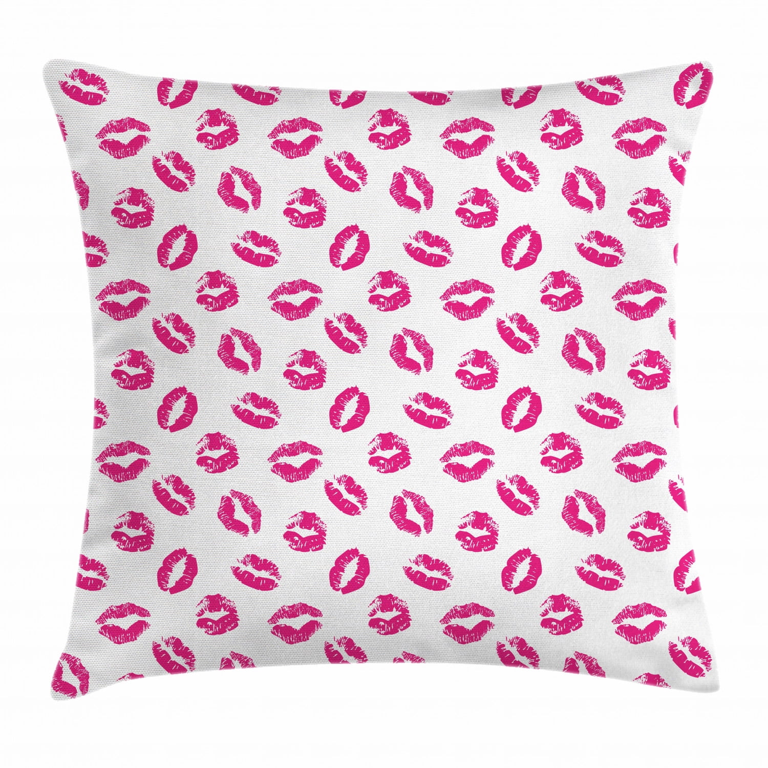 Kiss Throw Pillow Cushion Cover, Vibrant Colored Lipstick Kiss Print