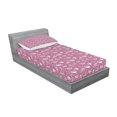 thumbnail image 2 of Ambesonne Colorful Fitted Sheet & Pillow Sham Set, Transportation Elements, Twin, Dried Rose Pale Pink, 2 of 2