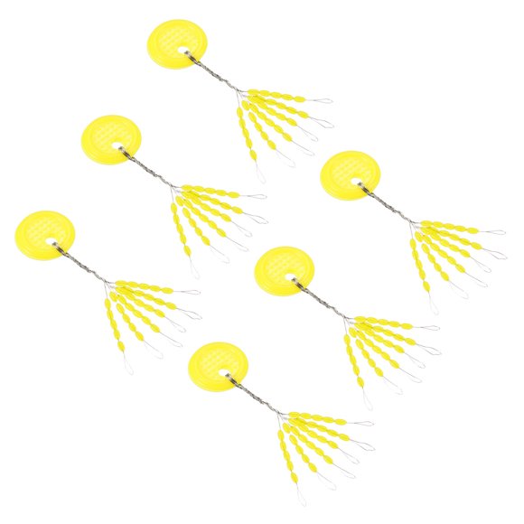 Unique Bargains 1.5mm/0.06' Fishing Rubber Bobber Beads Stoppers, 600 Pieces 30 in 1 Float Sinker Stops Oval Shape, Yellow