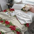 thumbnail image 3 of Christmas Winter Floral Throw Flannel Blanket 60x80In Poinsettia Linen Red Flower Super Soft Cozy Bed Blanket, Lightweight Plush Fuzzy Bed Throw for Bedroom Sofa Couch Living Room, 3 of 4