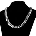 thumbnail image 4 of EOEMY 14mm Hip Hop Mens Miami Cuban Chain Silver Stainless Steel Link Necklace Gift-Default, 4 of 6