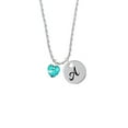 thumbnail image 2 of Delight Jewelry Teal Crystal Heart Silvertone Script Initial Disc - A - Charm Necklace, 20"+3", 2 of 4