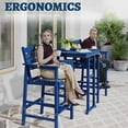 thumbnail image 5 of FOOWIN 3-Piece Adirondack Bar Table and Chair Set, HDPE All Weather Outdoor Patio Bar Set, Navy Blue, 5 of 9