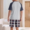 thumbnail image 4 of TKKCS Mens Plaid Pajama Sets- Crew Neck Sleepwear Short Sleeve and Shorts Lightweight Lounge Sets With Pockets Blue Size 2XL, 4 of 5