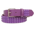 thumbnail image 2 of Snap On Solid Color Punk Rock Star Pyramid Studded Checker Board Leather Belt, 2 of 5