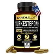 Earth Elixir Turkesterone 840 mg (90 Capsules)  Made In USA - 3rd Party Tested - Zero Fillers - w/Hydroxypropyl--Cyclodextrin, Ajuga Turkestanica Extract - Gluten Free