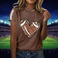 thumbnail image 2 of Football T-Shirts for Women Football Bow Graphic Short Sleeve Crew Neck Tees Game Day Gifts Fashion Loose Tops, 2 of 4