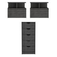 thumbnail image 1 of Pemberly Row Ensemble de 3 Commodes en Bois et 2 Tables de Nuit Flottantes en Chêne Fumé, 1 of 10