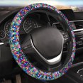 thumbnail image 4 of Uemuo Colorful Tie Dye Stained Glass 2 Printed Car Elastic Steering Wheel Cover - Universal Car Accessory for Diverse Cars Anti-Slip, and Comfortable- 15", 4 of 8