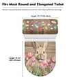 thumbnail image 5 of Renewold Wood Toilet Lid Cover and Toilet Tank Lid Cover Set 2 Packs Rabbit Flower Toilet Seat Lid Cover with Anti-Slip Elastic Edge Easter Holiday Decoration, 5 of 6