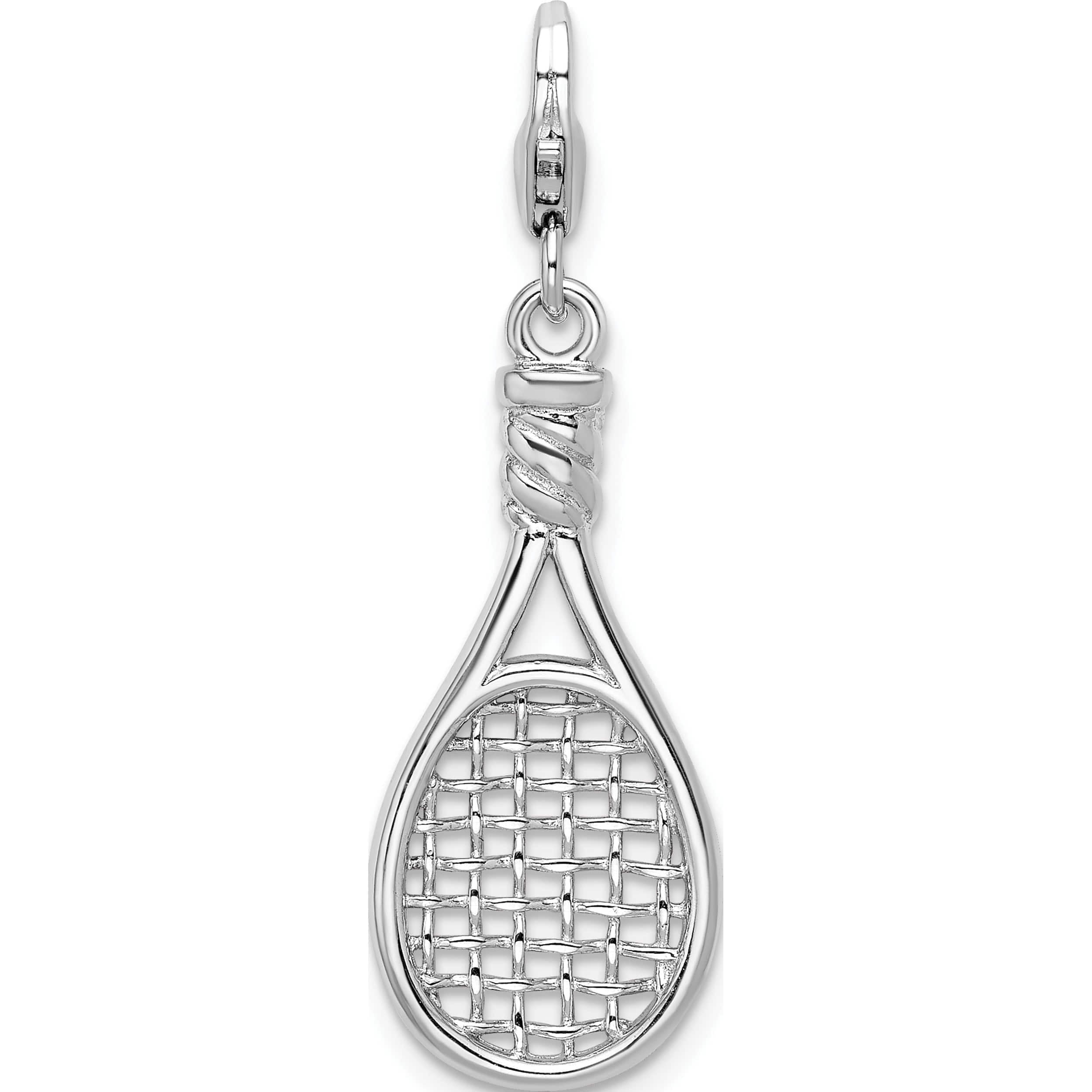 JEWELRY BY SWEET PEA Sterling Silver Amore La Vita Rhodium-Plated 3-D Tennis Racquet Charm (44 X 11) Made In China qcc305