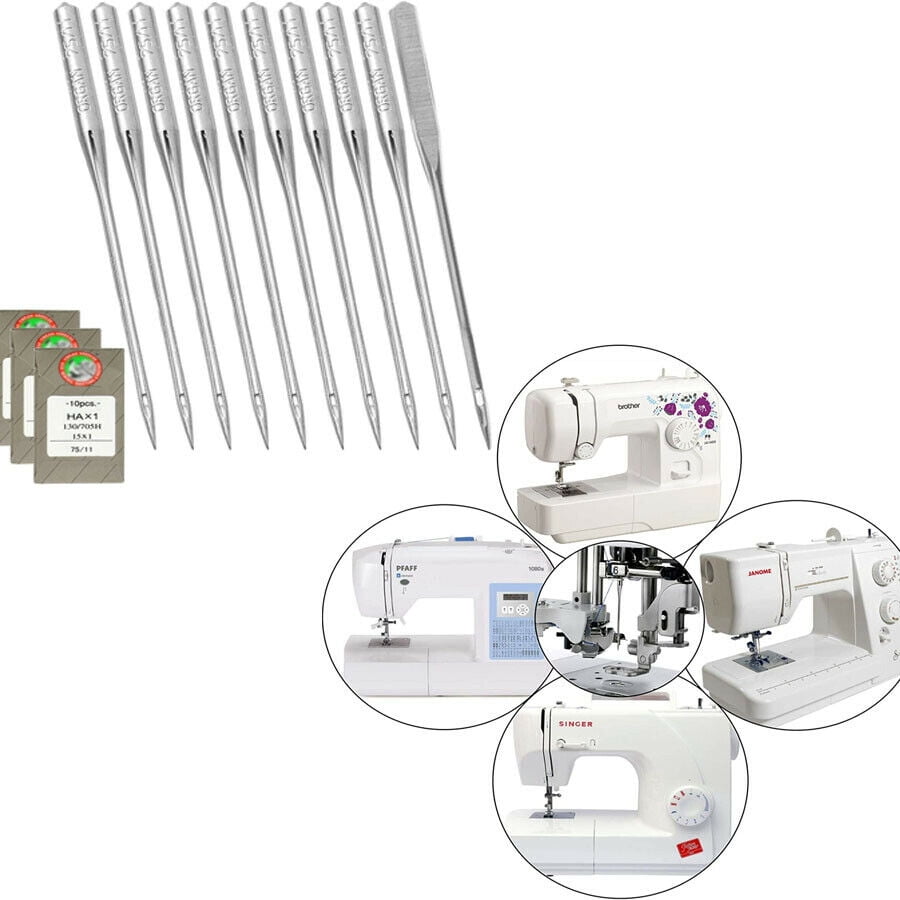 30 Pcs Embroidery Sewing Machine Needles Size 75/11 130/705H HAx1 For