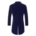thumbnail image 3 of HOOMEUMY Men's Vintage Coats Velvet Patchwork Tuxedo Jacket Stylish Double Breasted Tailcoat Dress Coat Party Blazer (Blue,L）, 3 of 3