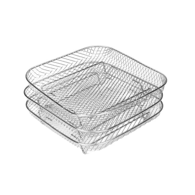 Air Fryer Rack, Stackable Stainless Steel Air Fryer Basket, Heavy Duty Cooling Racks for Oven Press Cooker, Rectangle AirFryer Accessories