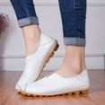 thumbnail image 7 of Huesdet Women's Leather Loafers Slip On Flats Casual Round Toe Breathable Comfortable Walking Working Driving Long Standing Fashion Soft Shoes(White,10), 7 of 7