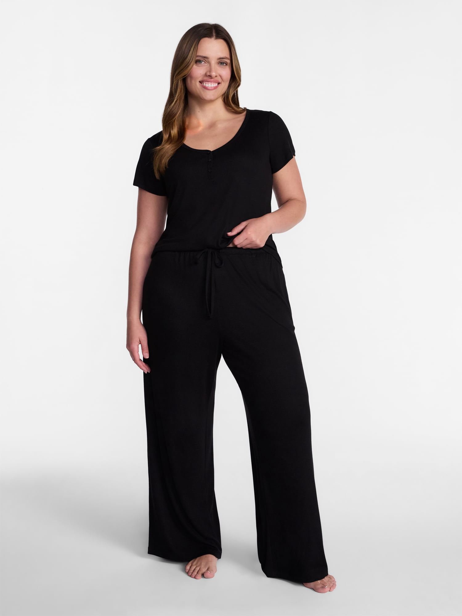 Joyspun Women’s Modal Blend Ribbed Sleep Pants, 29'' Inseam, Sizes XS-3X