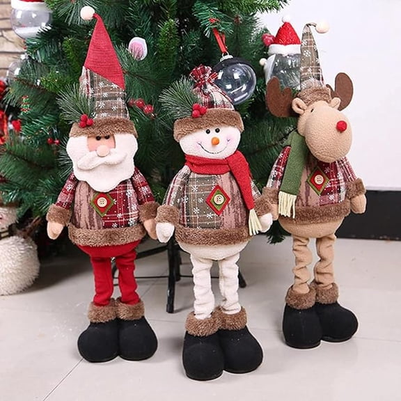 Christmas Gnome Plush with Telescopic Legs, Santa Claus Snowman Reindeer Christmas Decorations Standing Plush Figurine Telescopic Legs Xmas Party Ornament Holiday Standing Gnome Doll Gift