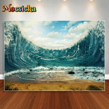 Image of Seaside Beach Waves Landscape Backdrop Photocall Baby Shower Birthday Portrait Photography Photographic Background Stud