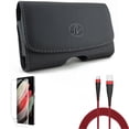 thumbnail image 1 of 10ft USB Cable & Case Belt Clip & Matte Screen Protector for Samsung Galaxy S22 Plus (S22+) - Combo Type-C Charger Cord Power & Leather Swivel Holster & TPU Film Anti-Glare, 1 of 25