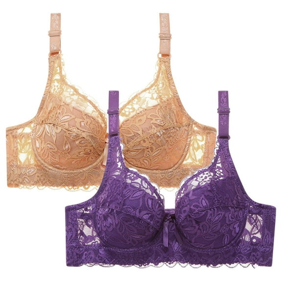 Hueook Nursing Bras for Breastfeeding 2PC Women Leopard-Print Front Buckles Underwear No Steel Close Bra Khaki 40D