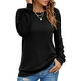 thumbnail image 2 of Black Long Sleeve Shirts for Women, Linen Womens Fall Fashion 2024, Womens Tops Length Sleeve Shirts Casual Loose Fit Crewneck T Shirts Basic Tee Blouses 2024 XL, 2 of 4
